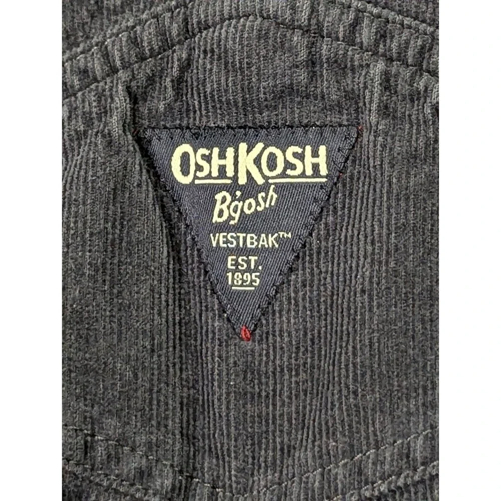 OshKosh Bgosh Vestbak Corduroy Overalls Bibs Toddler 18 Months Gray Pockets Logo